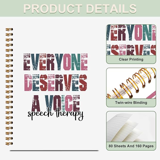 2 Pcs Speech Therapy Notebook, SLP Gifts Spiral Notebook College Ruled, Journaling Notebooks for Work, Speech Therapist Gift Note Books Home College Office Supplies Thank You Gifts for Therapists