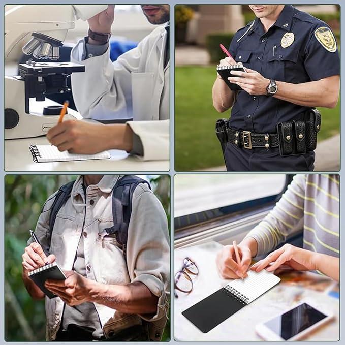 Weatherproof Top Spiral Notepads with Waterproof Paper and Hard Cover, A7 Pocket Steno Pads, 4 Pack 400 Pages Graph Pattern (3" x 5", Orange)