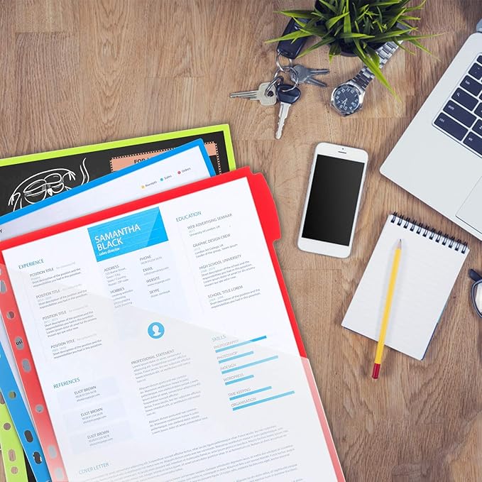 WOT I Durable 5-Tab Binder Dividers with Clear Pocket - 3 Sets, Reusable Plastic Dividers for 3 Ring Binder, 5 Vibrant Colors, Tear-Resistant, Total 15 Tabs (School & Office Supplies)