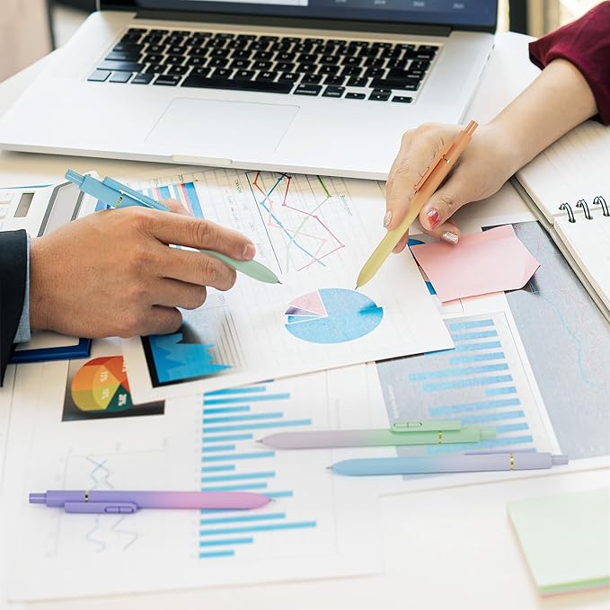 8Pcs Gel Pens with Black Ink, Fine Point Smooth Writing Pens, Quick-dry Gel Retractable Pens for Journaling Note Taking, Cute Office School Supplies for Adults Kids (0.7mm, Gradient)