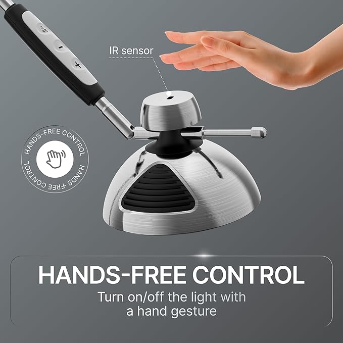 OTUS Desk Lamp for Home Office | Tall LED Architect Desk Light with Gesture Control & Touch | 1500 Lux Eye-Caring Dimmable for Study, Reading, Video Calls | 12 Levels & 3 Colors | Metal Swing Arm Lamp