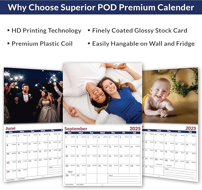 Custom Photo Wall Calendar 2026 - Personalize Your Home & Office with 13 Memories - Design Your Own 2026 Calendar - Custom Christmas Gift (Cover 1（11"×17"）, 5 x Calendars)