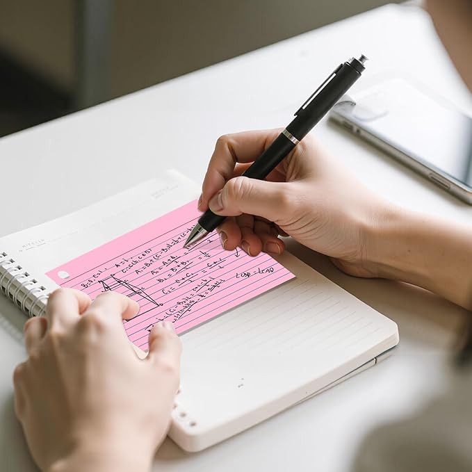 160-Pack Colored Index Cards 4x6 Inch w/Key Ring – 180gsm Heavyweight Flashcards – 4 Vibrant Colors Flash Cards (Pink Blue Green Yellow) – Perfect for Study, Notes & Memory, Students School Supplies