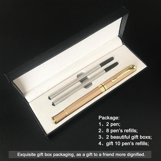 YIVONKA Luxury Ballpoint Pens Best Ball Pen Gift Set for Men & Women Professional Executive Office Nice BallPens Classy Gift Box Ballpoint Black Refill Line width 0.5mm (2 rosegold)