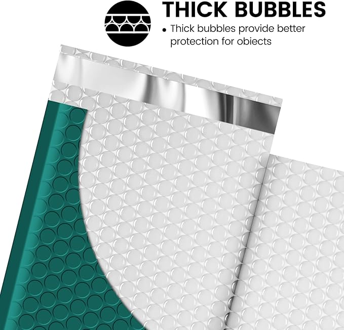 Fuxury Bubble Mailers 4x8" 100 Pack Bubble Mailer Usable Size 4x7" Forest Green Padded Envelopes Waterproof Shipping Envelopes Padded Mailers for Small Business Mailing