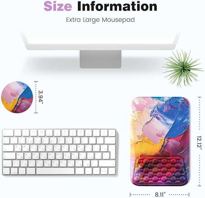 Ospelelf Mouse Pad with Wrist Rest Ergonomic Comfortable Pain Relief Mousepad Wrist Support for Computer Multicolored