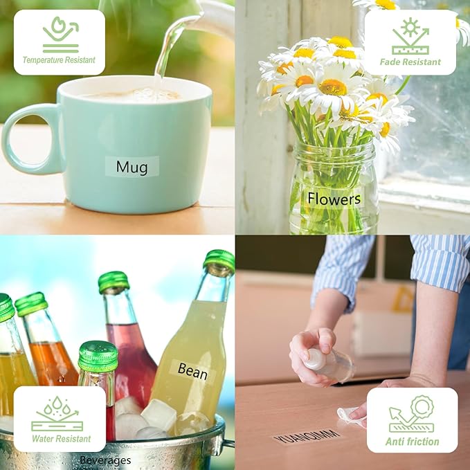 TZe-111 6mm TZe Clear Tape Compatible with Brother PTouch TZe111 TZ-111 TZ111 TZ 6mm 0.23 Laminated Black on Clear Label Maker Tape for PT D200 D210 D220 D400 PT-H110, 3-Pack