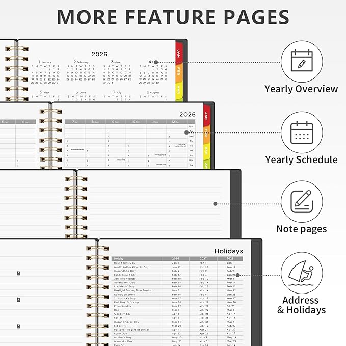 EMSHOI 2026 Appointment Book, A4 15-Minute Hourly Planner, JAN 2026 - DEC 2026, Daily Weekly Monthly, 100GSM Thick Paper, PVC Cover, Colorful Tabs - for Work, School, Salon Scheduling