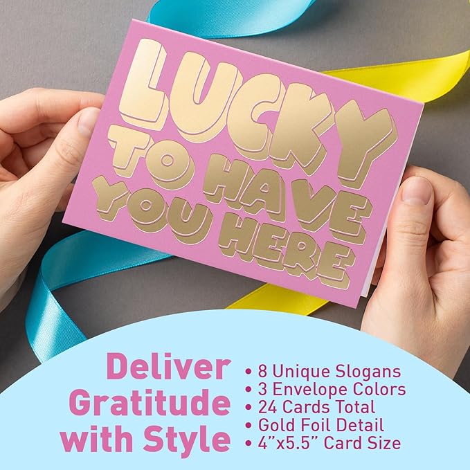 S&O Employee Appreciation Cards for Coworkers - 8 Designs - Assorted Thank You Cards with Envelopes - For Office Staff Recognition, Work Anniversary & Gratitude - Staff Appreciation, 4x5.5”