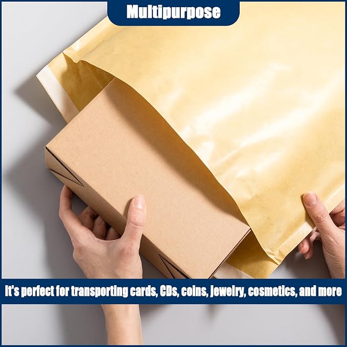 Natural Kraft Bubble Mailer Envelopes, Small Bubble Mailers 7.25x11 Inch, 100 Pack Padded Envelopes, Self-Seal Shipping Envelope,Tear-Resistant Mailing Envelope Padded