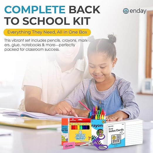 Enday 2nd and 3rd Grade School Supplies Kit - 74 Piece Back to School Supplies Kit, Premium Quality Kids School Supplies for Girls & Boys, Second & Third Grade Elementary School Supplies for Kids