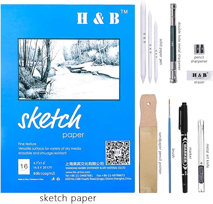 H & B 72PCS Drawing Supplies Sketching Set,Art Kit include Drawing & Colored Pencils for Adults Artists Kids.Pro Art Sketch Supplies with Sketchpad,Watercolor & Metallic Pencils