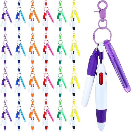 Sherr 25 Sets Retractable Nurse Pens with Mini Highlighter Permanent Marker Keychain Clip Badge Reel Pen Accessories for Nursing Students Medical Staff Office Stocking Stuffer Gift(Multi Colors)