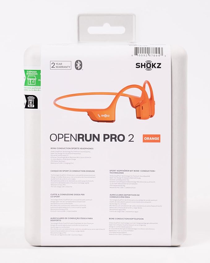 SHOKZ New OpenRun Pro 2 - Open-Ear, Bone Conduction Sport Headphones - with Reflective Strip - Sweat Resistant, Workout Headphones - Secure, Wireless, Comfortable Fit-Deep Bass and Smart Mic App