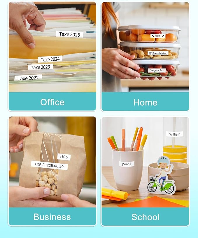 Label Tape for PT-1180 1280 1750 1890 2040 1090 1290 P300BT Compatible with Brother P touch Label Maker TZe-231 TZe231 12mm 0.47 Inch Laminated Black on White Ptouch tape 1/2"x 26.2' (12 mm x 8m), 8PK