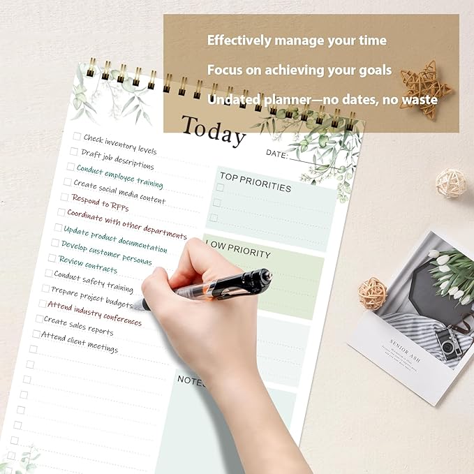 Weekly To Do List Notepad, Undated Planner with 52 Sheets (6.5''x8.9''), Desk Weekly Planner for Women & Man, Home School & Work