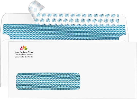 Aimoh #10 Custom Printed Single Left Window Self Seal Security Envelopes, Text and Logo Customization, Self Sealing Closure, Security Tinted, Size 4-1/8 x 9-1/2 Inches, 24 LB, 100 Count (72352-100)