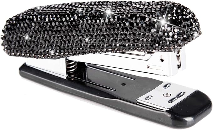 Diamond Crystal Handmade Bling Dazzling Stapler for Office, School, or Home (Black)