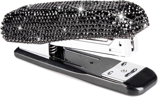 Diamond Crystal Handmade Bling Dazzling Stapler for Office, School, or Home (Black)