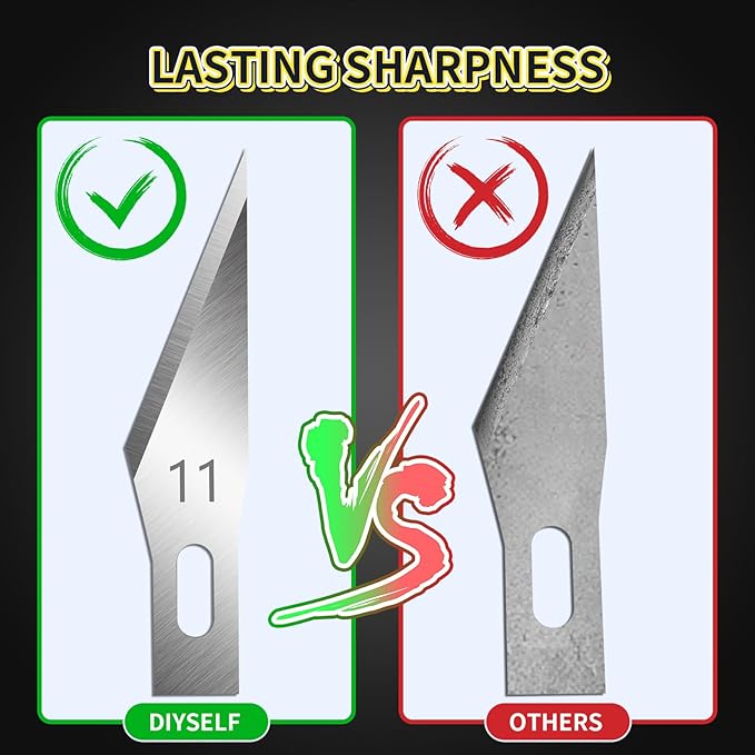 DIYSELF 200 PCS Exacto Knife Blades #11, Exacto Knife Replacement Blade, High Carbon Steel #11 Blades Refills with Storage Case, Hobby Knife Blade 11 for Craft, Hobby, Scrapbooking, Stencil, Leather