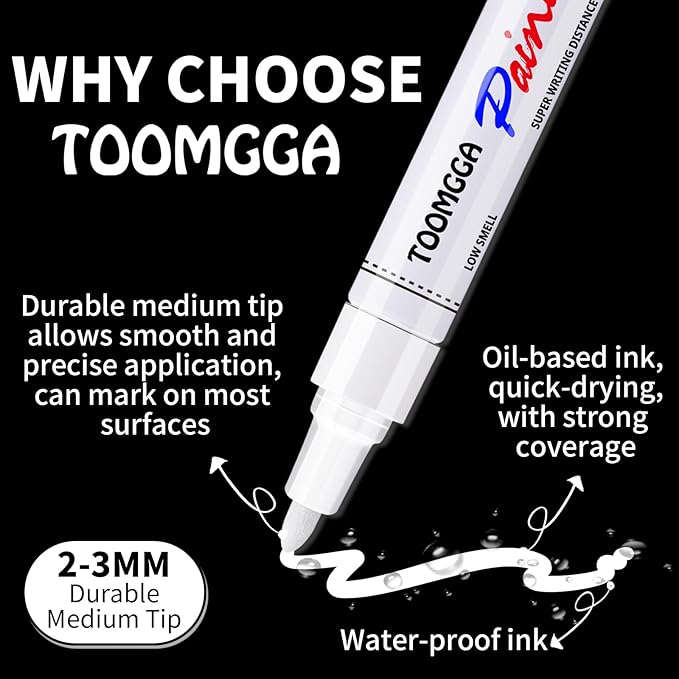 Permanent Paint Pens Blue Paint Markers 12 Pack Oil Based Markers, Quick Drying and Waterproof Marker Pen, Car Tire, Metal, Rock Painting, Wood, Plastic, Canvas, Craft Supplies for Adults