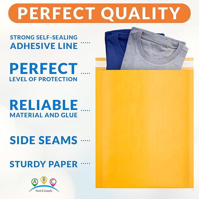 ABC PACK & SUPPLY Gold Kraft Bubble Mailer Envelopes, 14.25 x 19 Inches. 100 Pack Mail Padded Envelopes Self Seal. Kraft Bubble Mailers. Tear-Resistant Mailing Envelope Padded. Sturdy Paper Mailer