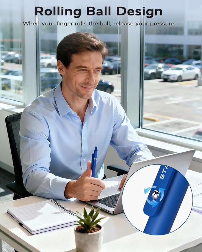 Blue Gel Pens, 6Pcs Quick Dry Blue Ink Pens with 3 Extra Refills, Fine Point Retractable Smooth Writing Pens for Journaling, Office, Note Taking, School Supplies, Nurse Aesthetic(Blue)