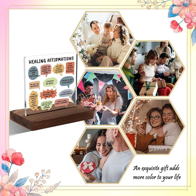 Mental Health Gifts for Women, Encouragement Gifts for Women, Positive Affirmation Gift for Woman,Modern Acrylic Desk Plaque with Inspirational Quotes, 10 x 10 x 1.5 cm,XXD27