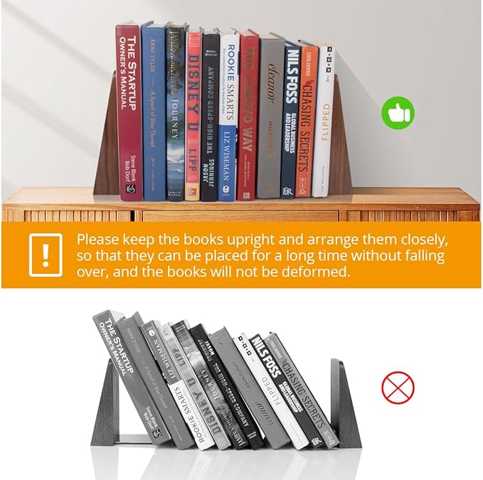 Walnut Book Ends Heavy Duty Handmade Book Ends for Shelves Decorative Bookends to Hold Heavy Books (Black Walnut Wood Large)