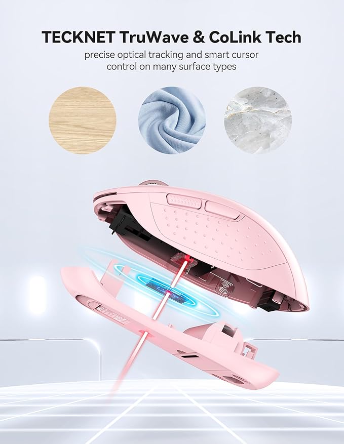 TECKNET Wireless Mouse for Laptop, 2.4G Wireless Computer Mouse, 5-Level Adjustable 4800 DPI, Silent Mouse with Receiver & 6 Buttons, 18 Months Battery Life, USB Portable Mouse for Mac, Chromebook