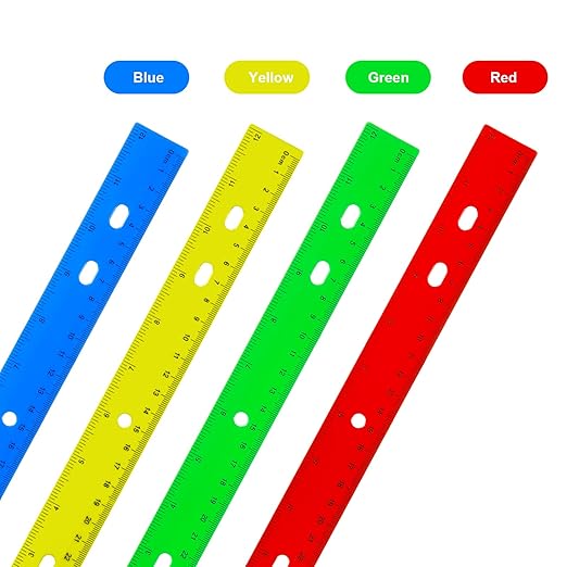 TaoBary 60 Pcs 12 Inch Plastic Ruler Bulk Plastic Ruler for Classroom Straight Rulers for Students Ruler with Inches and Centimeters for Students School Supplies