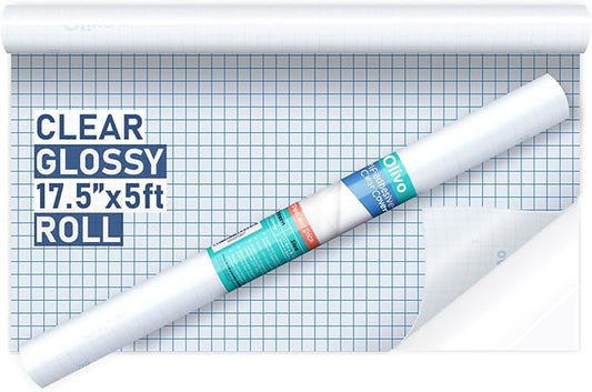 Olivo Clear Contact Paper Roll for Books Crafts 17.5 in x 5 ft Peel and Stick Adhesive Book Cover Plastic Protector