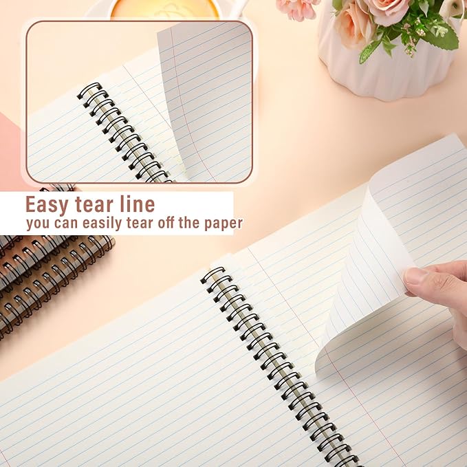 Glenmal 6 Pcs Spiral Notebook for Work A4 8.5 x 11'' College Ruled Spiral Journal Notebook Kraft Cover Ruled Paper, 120 Sheets 240 Pages for Office Study Supplies(Elegant Color)