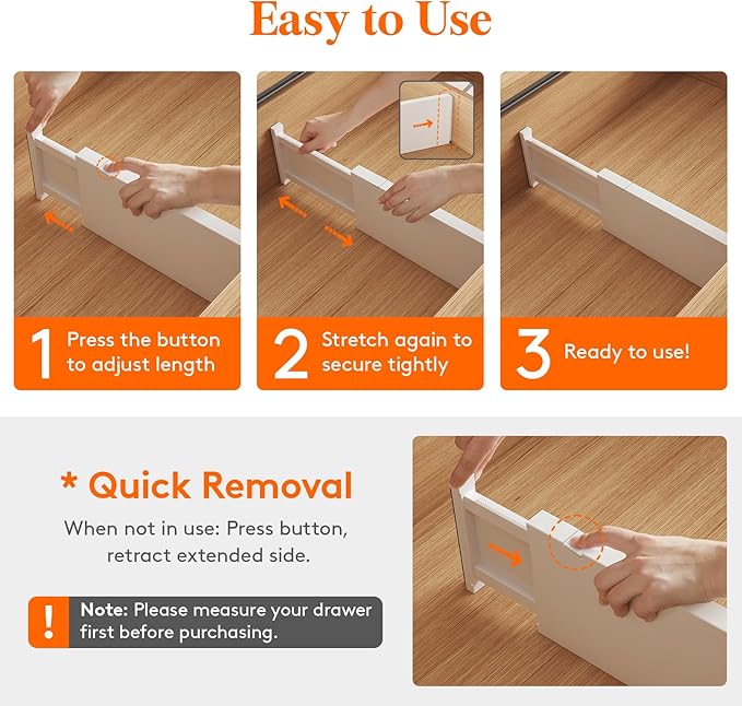 Lifewit 16 Pack Drawer Dividers 5" High, 13.5-22" Adjustable Clothes Organizers, Expandable Dresser Separators in Bedroom/Bathroom/Kitchen/Office