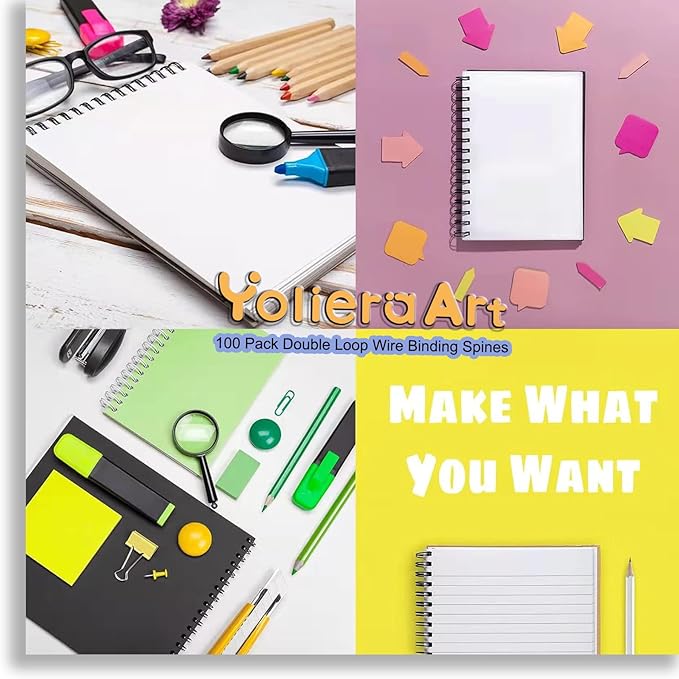 100 Pack Metal Twin Loop Binding Wire Coils, 34-Loop, 3/4" Cinch Book Binding Wire, 3:1 Pitch, YolieraArt Double Loop Bindings180 Sheet Capacity Fit for School Office Notebook Maker Red