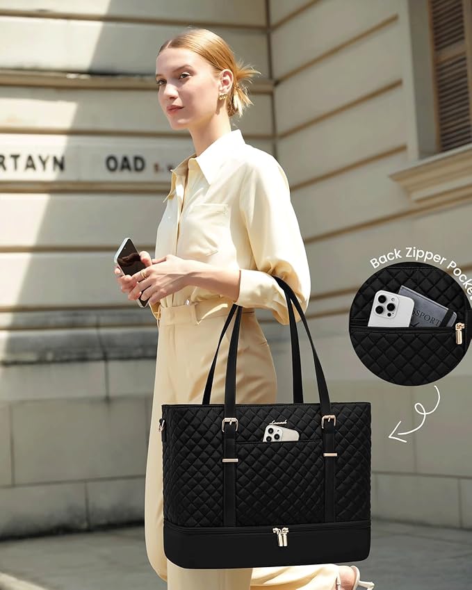 LOVEVOOK Lunch Tote Bag for Women, 15.6 Inch Laptop Work Bag With Lunch Compartment & Large Cup Holder, Lightweight Work Briefcase for Travel, Bussiness, Teacher