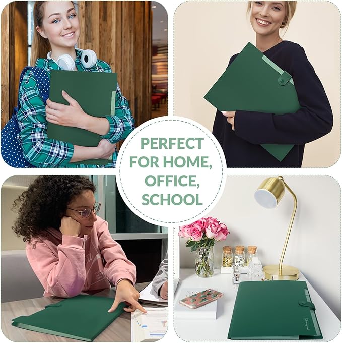 SKYDUE Expanding File Organizer with 8 Pockets, Accordion File Folders with Labels, Portable Document Paper Bill Receipt Organizer, Home College School Office Supplies, Letter Size,ForestGreen