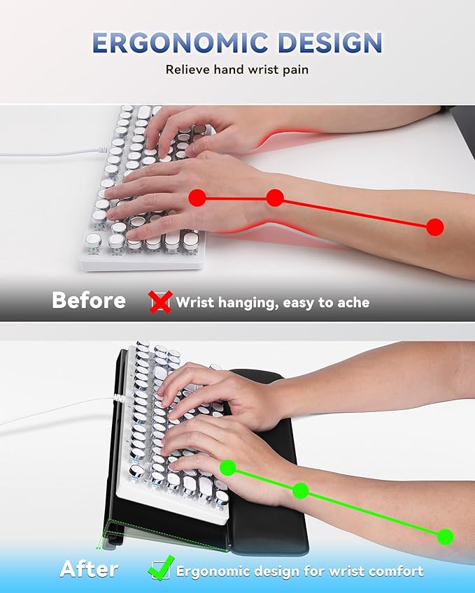 Computer Keyboard Stand for Desktop, 2-Level Height Adjustment Keyboard Wrist Rest, Non-Slip Key Board Riser Pad for Office, Gaming, and Home Desks