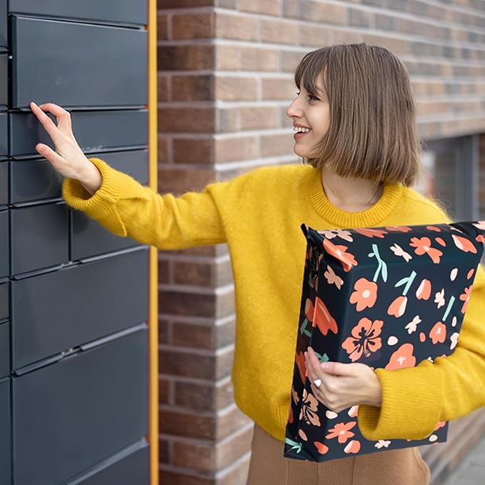 Poly Mailers 10x13 Inch 100 Pcs - Tulip printed Shipping Bags, 2.4mil Thickness, Waterproof and Tear Resistant Mailing Envelopes, Self-Sealing Packaging Bags for Small Business