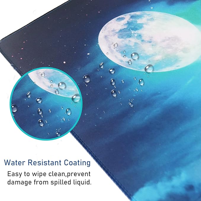 Large Mouse Pad, Gaming Mousepad, 31.5x15.7x0.12 in Extended Mouse Mat Non-Slip Spill-Resistant Desk Pad with Special-Textured Surface, Anti-Fray Stitched Edges for Esports Pros/Office/Home