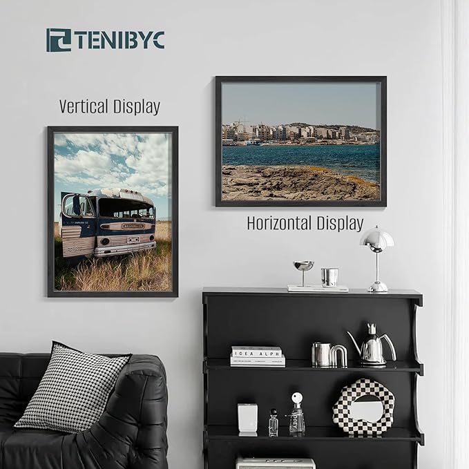 18x24 Poster Frames Set - 3 Pack - Black Solid Wood Picture Frame - Exclusive Woodgrain - Rooms, Offices, Gallery, Studio, and Hallway, Wall Display Decor