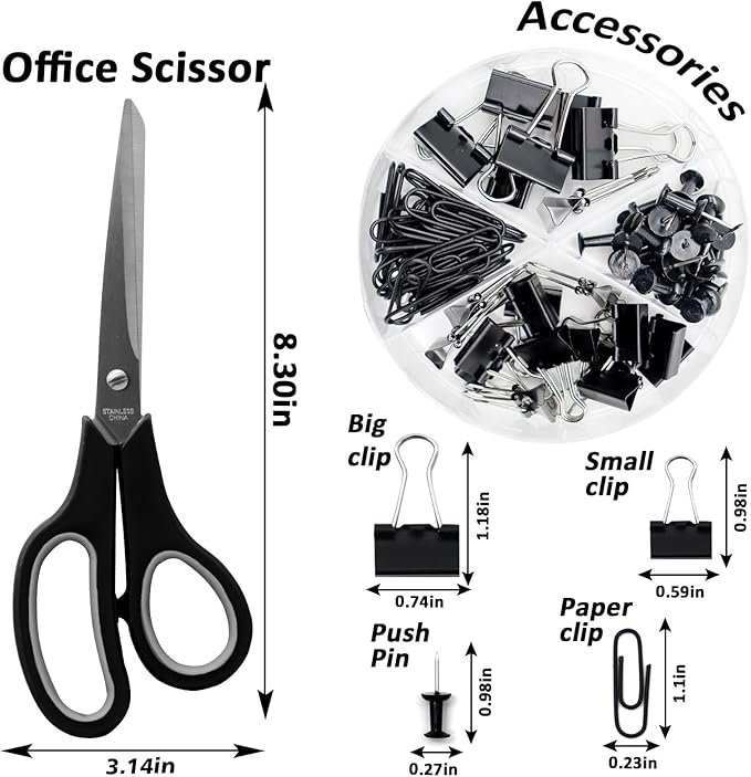 sportsvoutdoors Black Desk Accessories, Black Office Supplies, Stapler and Tape Dispenser Set, Black Desk Accessory Kit, Gift for Students, Women, Coworkers, Boss Lady, Office Clerks