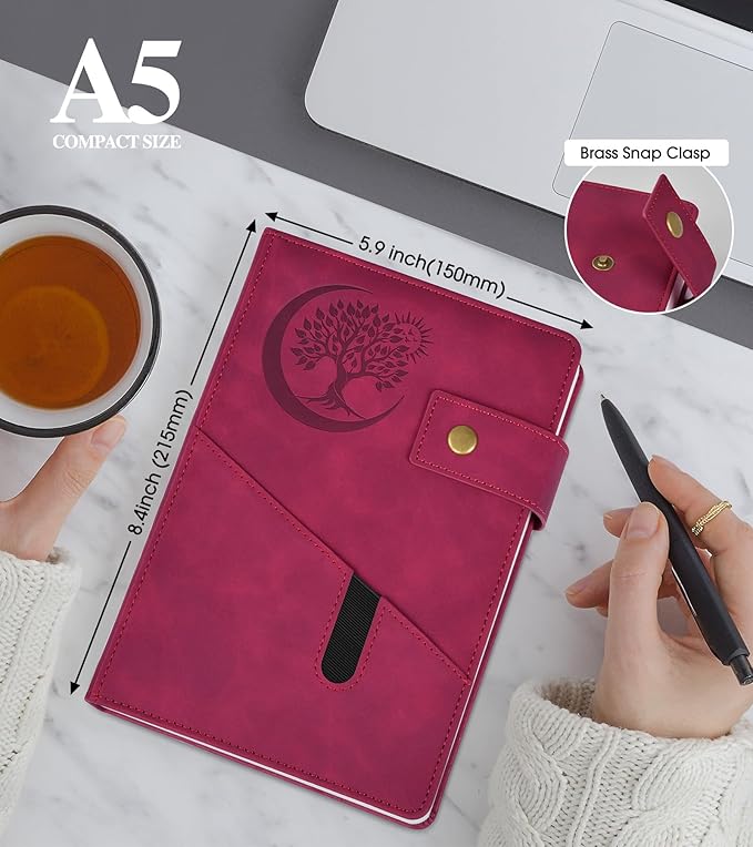 Blank Journal Notebook, A5 Hardcover Leather Sketchbook with 200 Pages Thick Blank Paper for Men Women, Unlined Drawing & Writing Journal, 5.9" x 8.4" Plain Notebook (wine red)