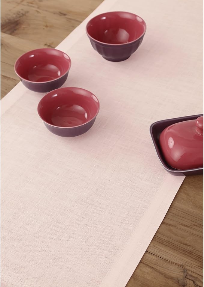 Solino Home Linen Pink Table Runner 90 Inches Long - 100% Pure Linen 14 x 90 Inch Table Runner - Fete