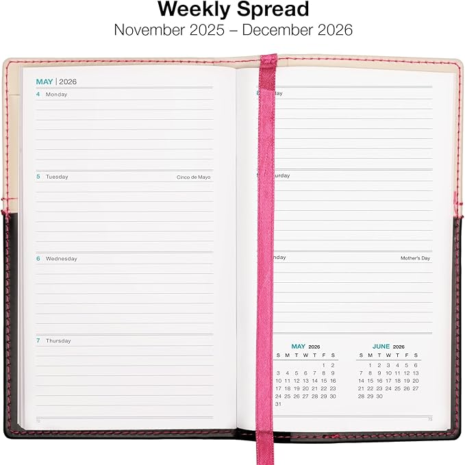 2026 Pocket Planner/Pocket Calendar, 3.5"x6": Includes 14 Months (November 2025 - December 2026) / 2026 Weekly Planner/Weekly Agenda/Monthly Calendar Organizer (Pink/Black)