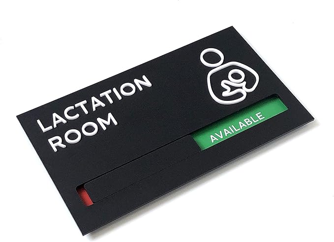 Kubik Letters Premium Lactation Room Sign with Slider for Dual Messages Room Status (AVAILABLE or IN USE)