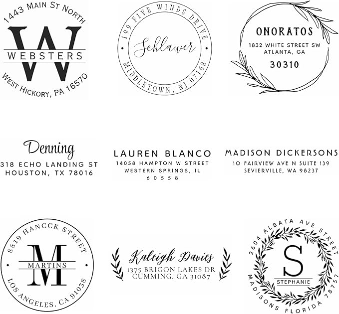 Generic Custom Address Stamp, Self Inking Stamp OR Embosser, Choose from 18 Simple but Classic, Elegant, Stylish Designs & 15 Ink Color Choices, Black