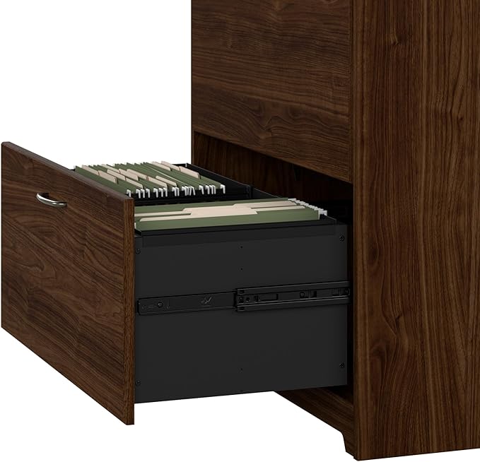 Bush Furniture Cabot 2 Drawer Lateral File Cabinet in Modern Walnut, Home Office Chest for Letter, Legal, and A4-size Document Storage