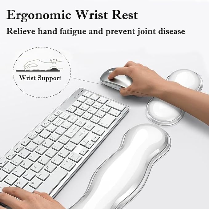 Wrist Rest for Keyboard and Mouse, Ergonomic Gel Keyboard Wrist Rest for Effortless Typing & Pain Relief, Cool Silicone Gel Wrist Support Pad for Gaming, Computers, Laptops, Office
