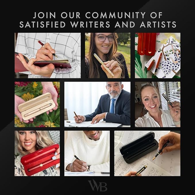 Wordsworth & Black Fountain Pen Set, Luxury Bamboo Wood - Medium Nib, Gift Case; Includes 6 Ink Cartridges, Ink Refill Converter -Journaling, Calligraphy; Drawing, Smooth Writing [Maple Wood]